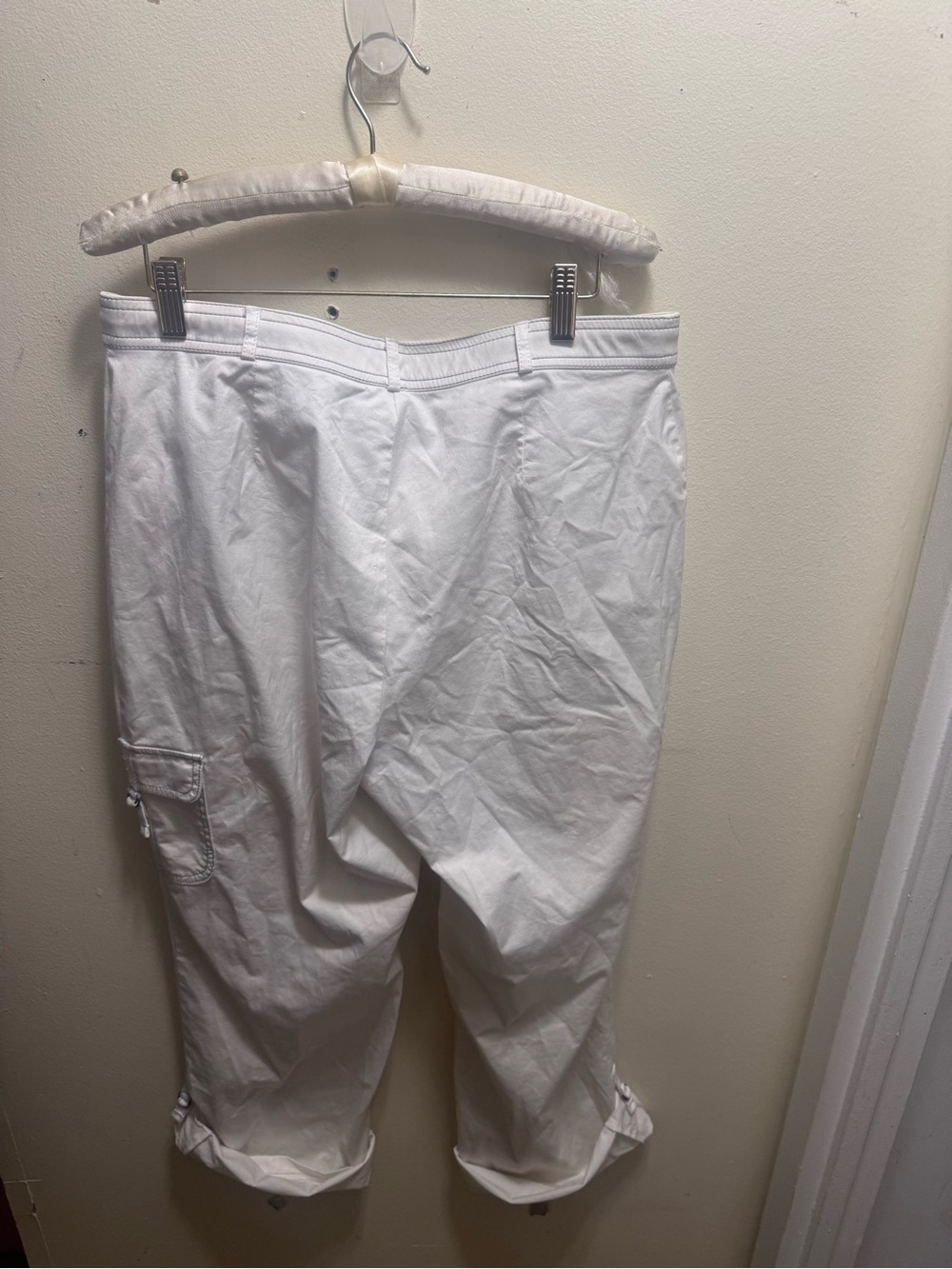 White Cropped Women's Cargo Pants - Lightweight Ankle Length - Picture 5 of 5